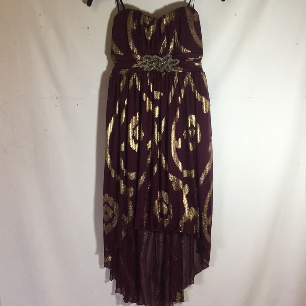 High low strapless dress